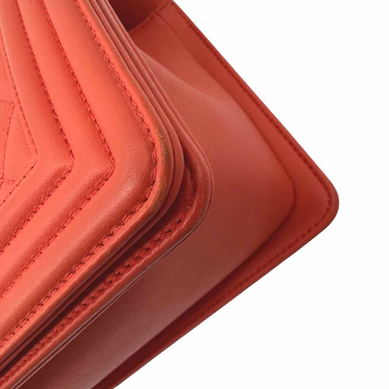CHANEL Quilted Calfskin Medium Boy Bag Coral
