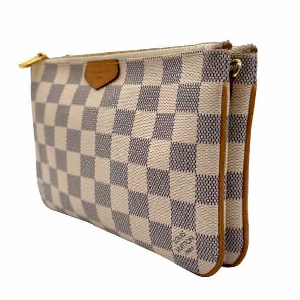 LOUIS VUITTON Damier Azur Double Zip Pouchette Crossbody (Preowned)