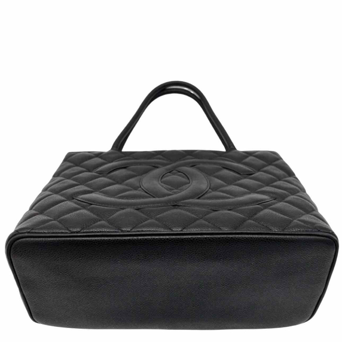 CHANEL Quilted Caviar Medallion Tote Bag Black