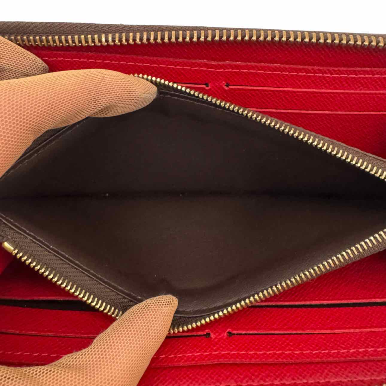 LOUIS VUITTON Damier Ebene Clemence Zippy Brown Wallet