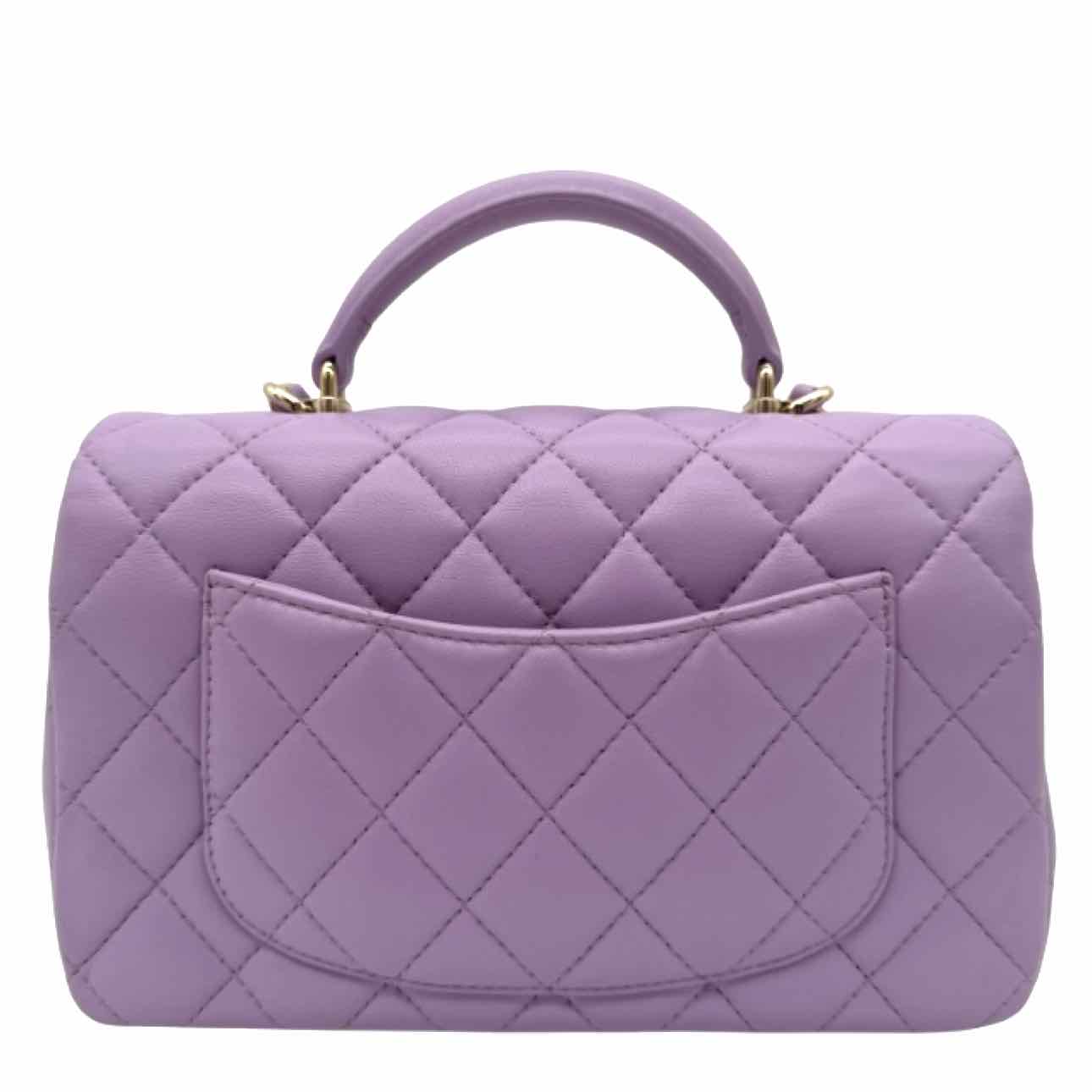 CHANEL Lambskin Mini Rectangular Top Handle Flap Lilac