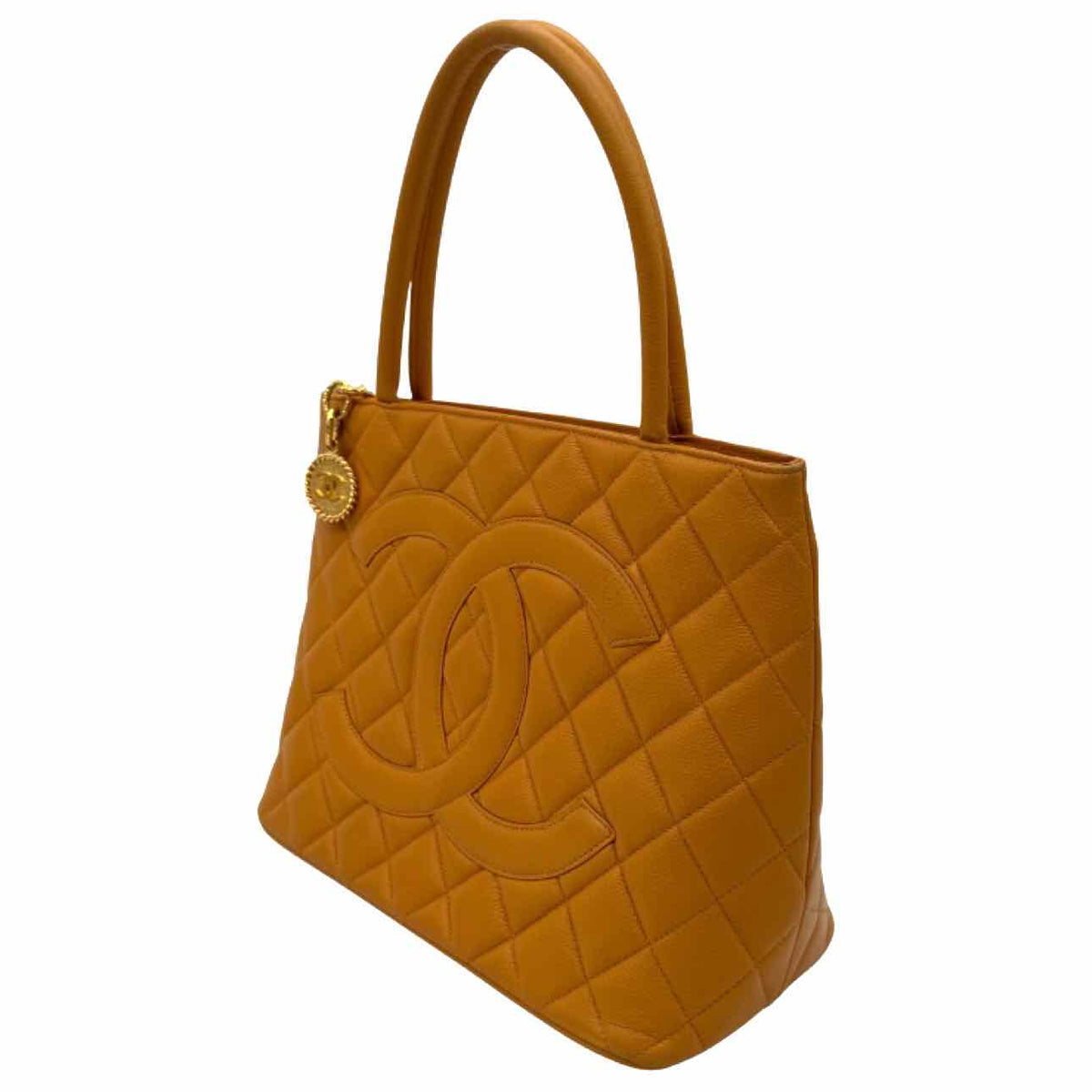 CHANEL Caviar Leather Medallion Tote Yellow