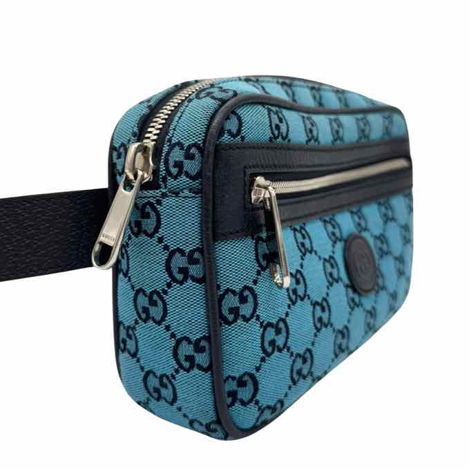 GUCCI Monogram Retro Interlocking G Belt Bag Blue (Pre-Owned)