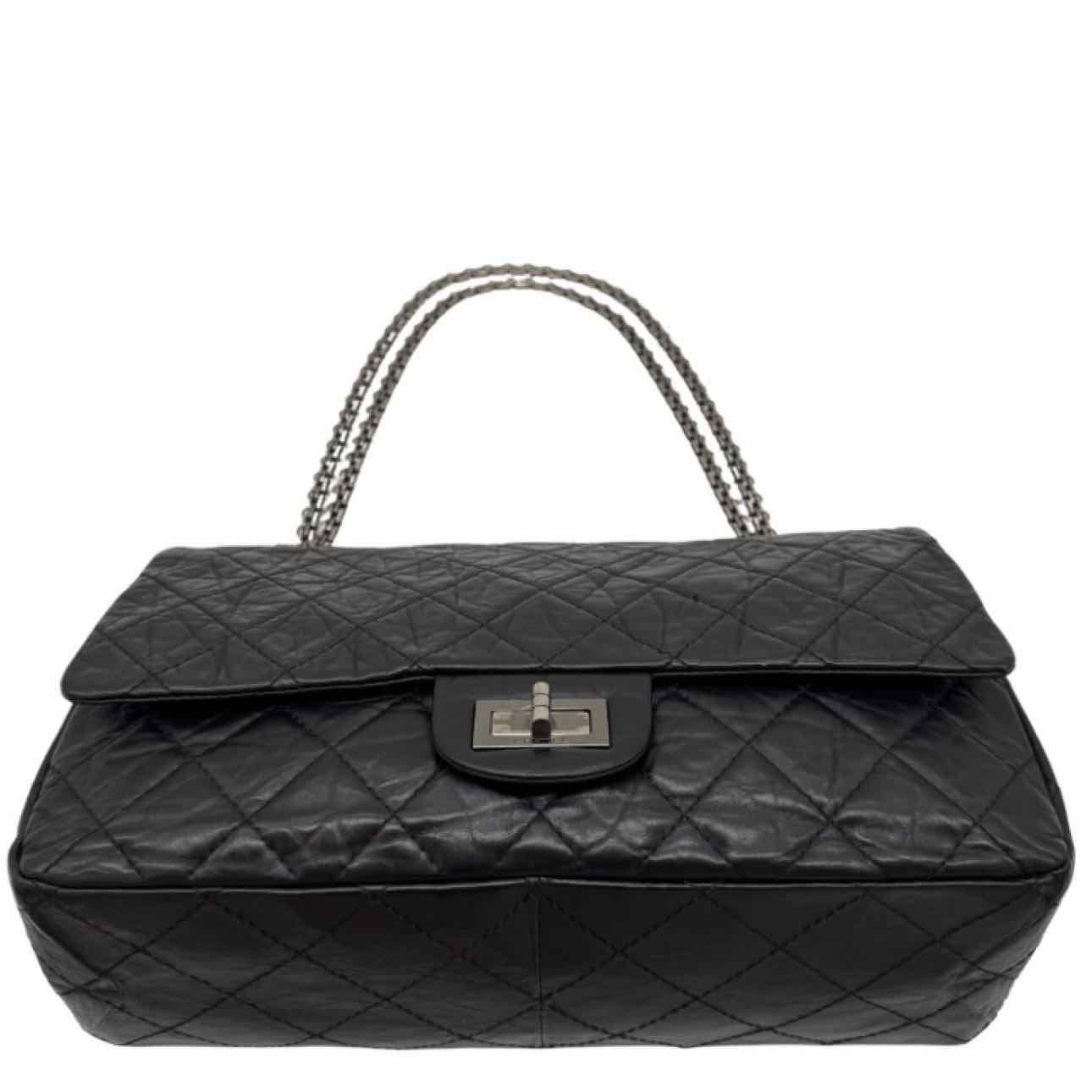 CHANEL Aged Calfskin Quilted 2.55 Reissue 227 Double Flap Black
