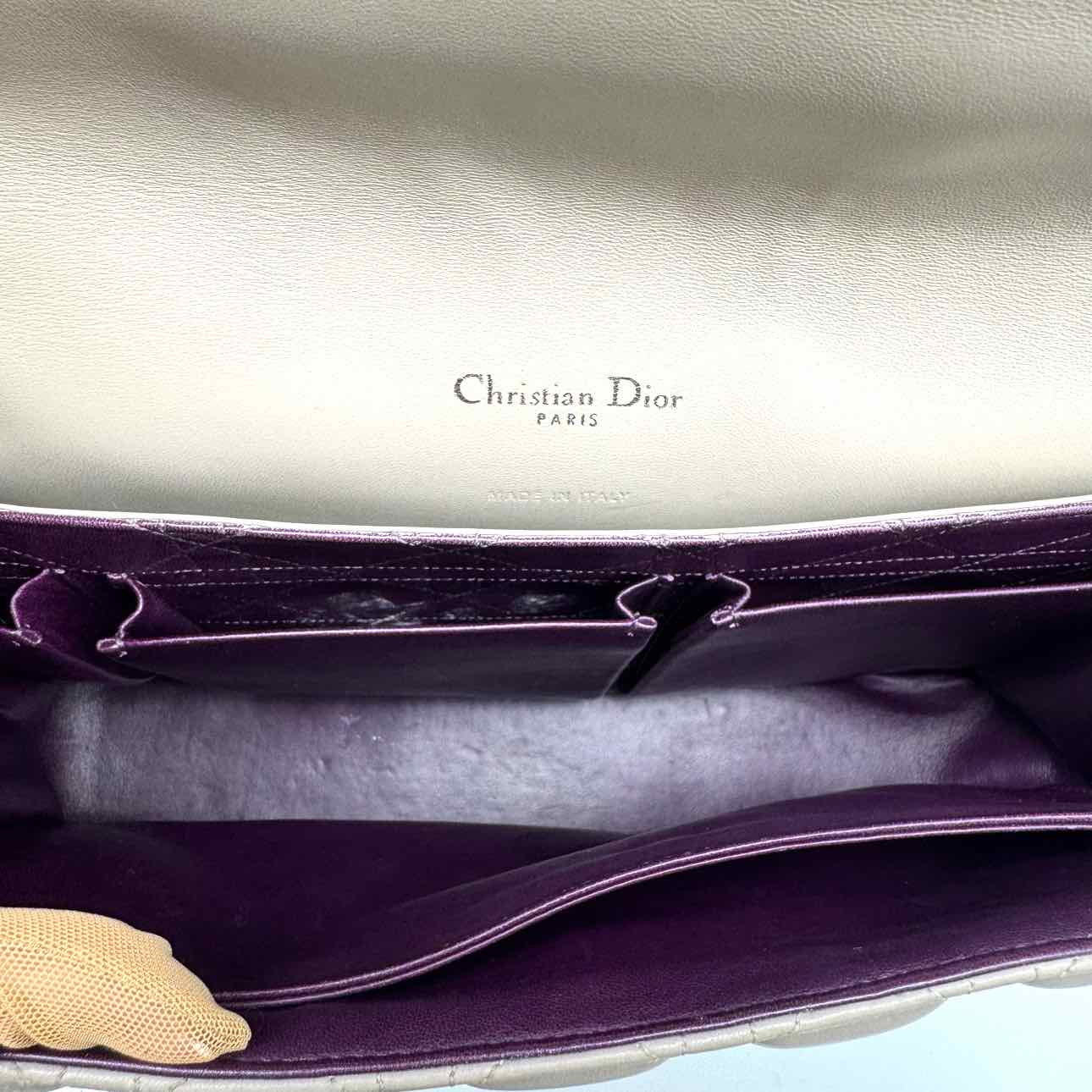 DIOR Cannage Lambskin Large Miss Dior Flap Grey (Pre-Owned)