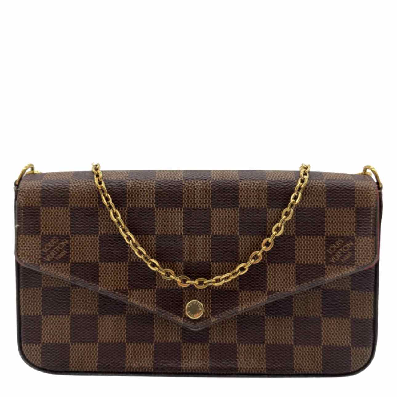 LOUIS VUITTON Damier Ebene Pochette Felicie Cerise Red
