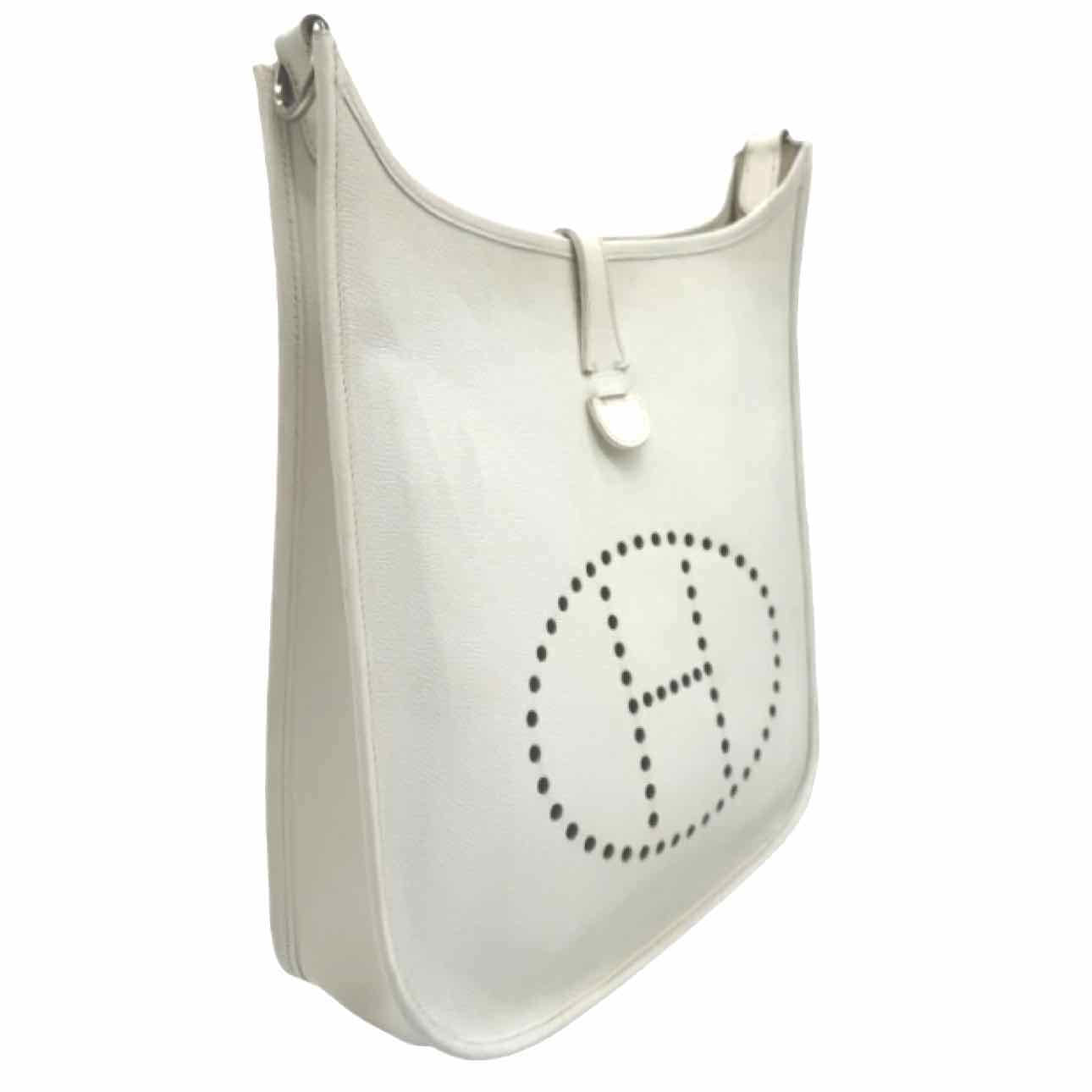 HERMES Epsom Leather Evelyne 33 White Crossbody