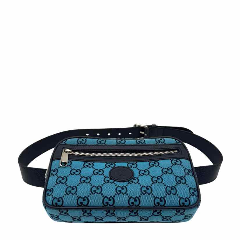 GUCCI Monogram Retro Interlocking G Belt Bag Blue (Pre-Owned)