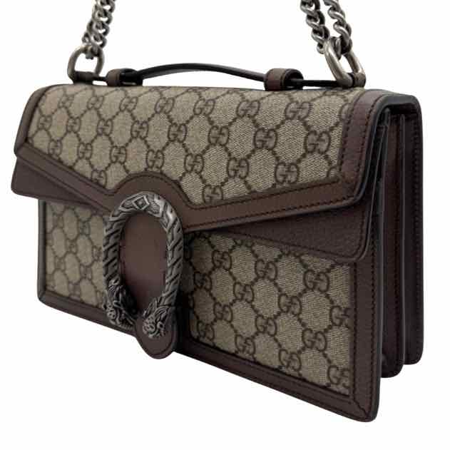 GUCCI Supreme Monogram Textured Dollar Top Handle Dionysus Bag Brown (Pre-Owned)
