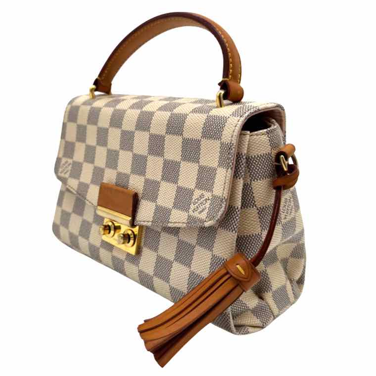 LOUIS VUITTON Damier Azur Canvas Croisette Bag White (Pre-Owned)