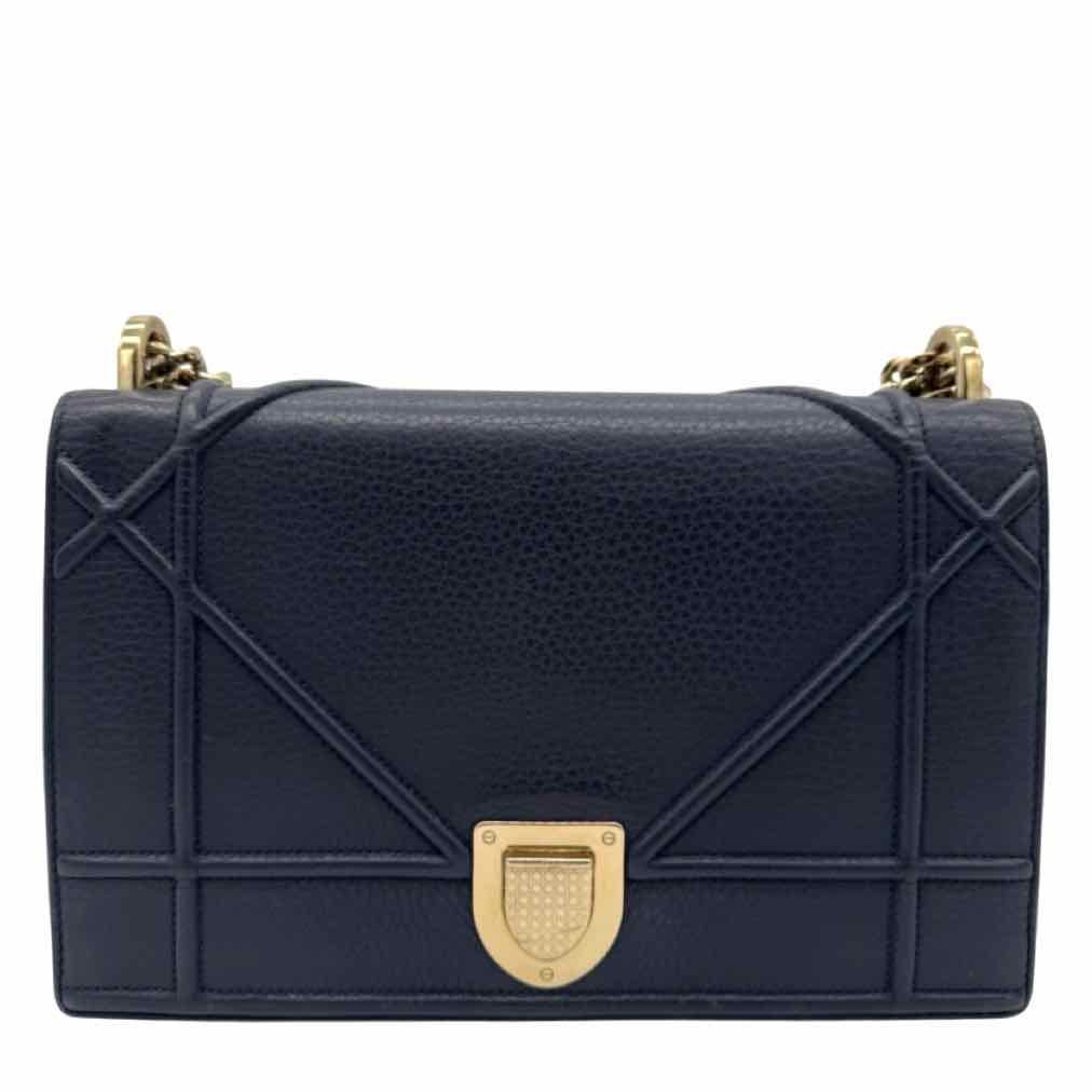 DIOR Calfskin Diorama Flap Medium Navy
