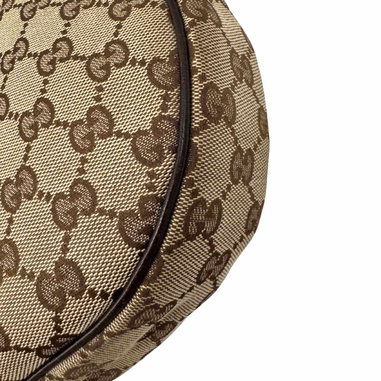 GUCCI Monogram Canvas Half Moon Messenger Bag Brown