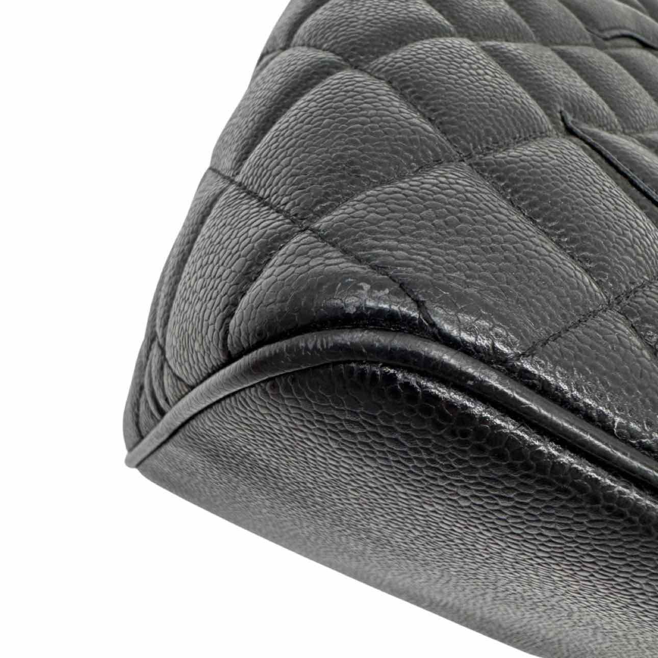 CHANEL Quilted Caviar Medallion Tote Bag Black