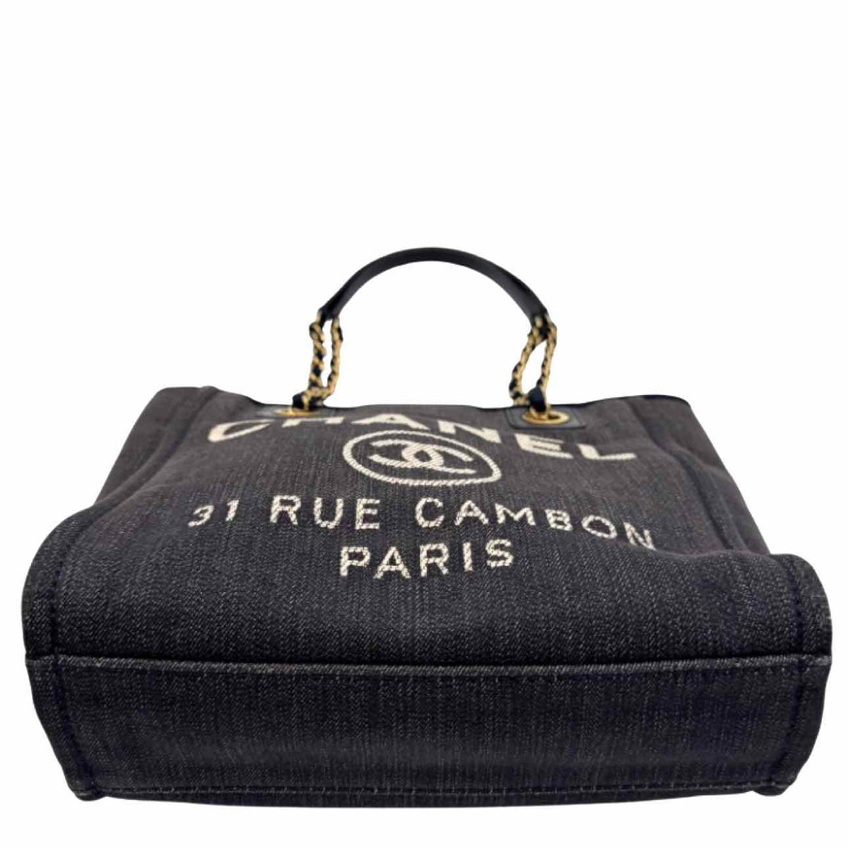 CHANEL Denim Leather Mini Deauville Tote Bag Blue