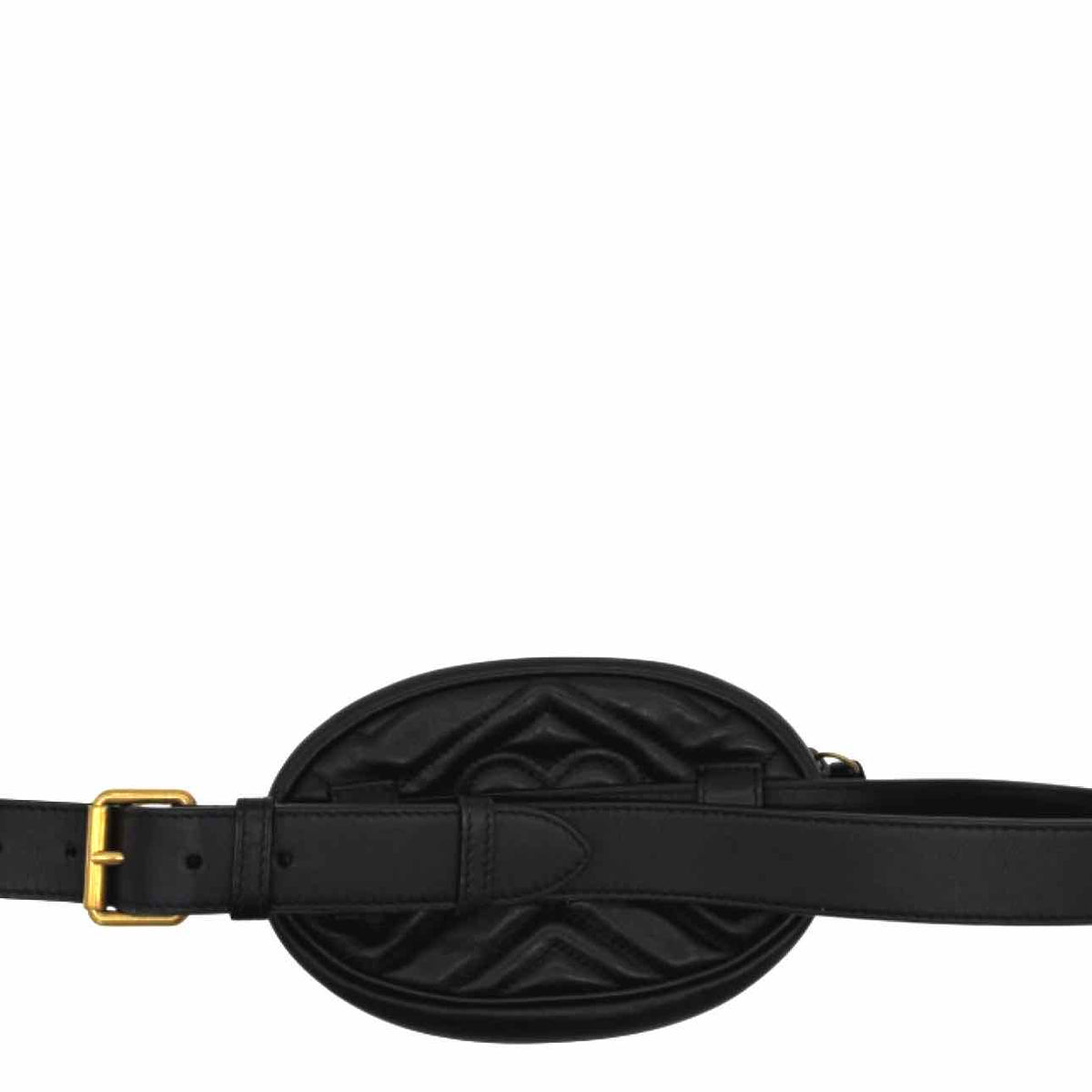 GUCCI Marmont Matelasse Leather Belt Bag 85-34 Black