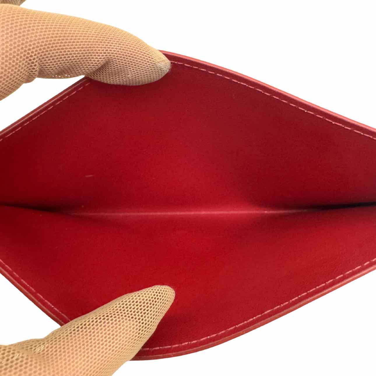 LOUIS VUITTON Damier Ebene Pochette Felicie Cerise Red