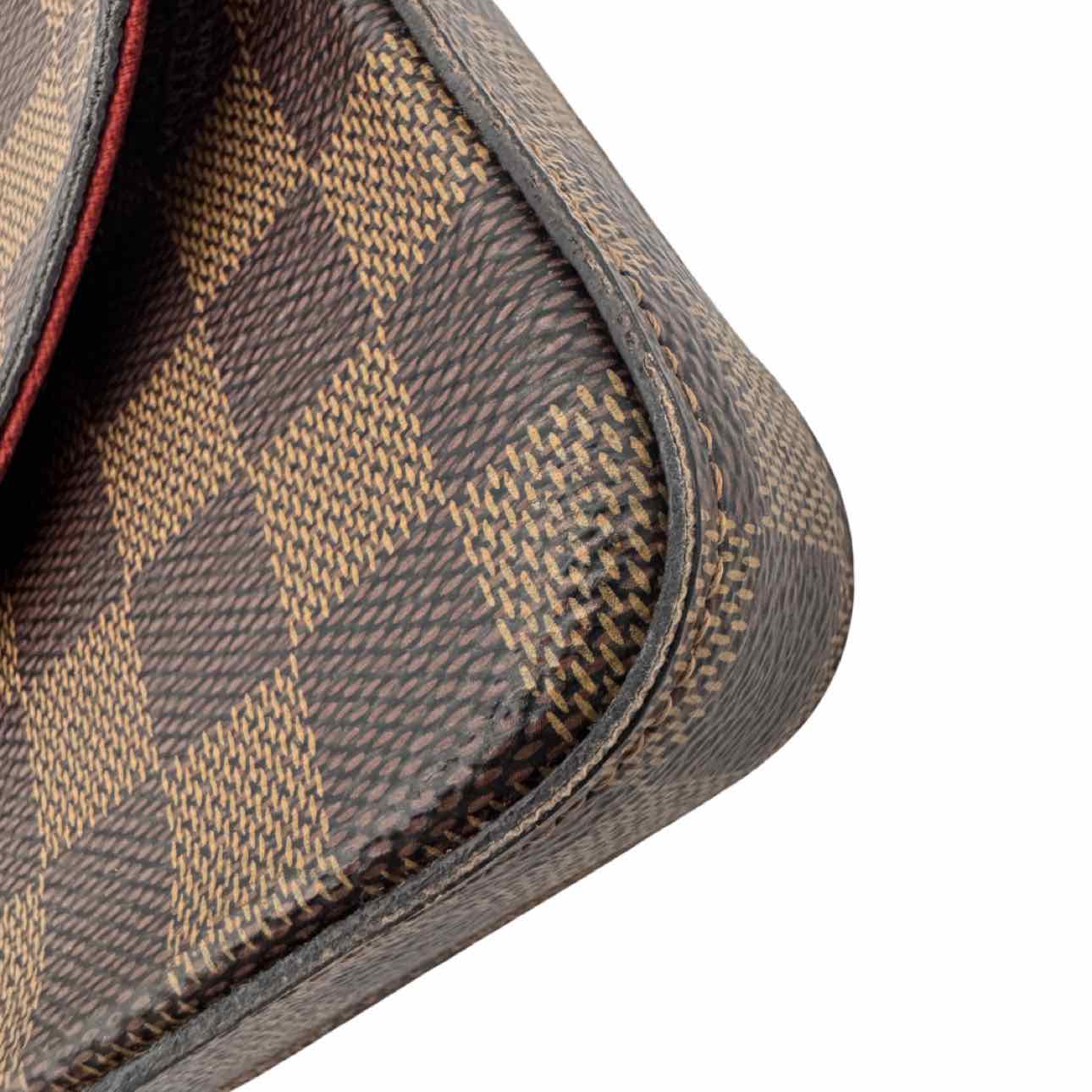 LOUIS VUITTON Damier Ebene Pochette Felicie Cerise Red