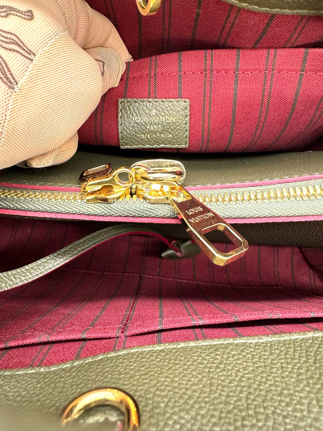 Louis Vuitton Taupe Monogram Empreinte Montaigne MM Tote (Pre-Owned)
