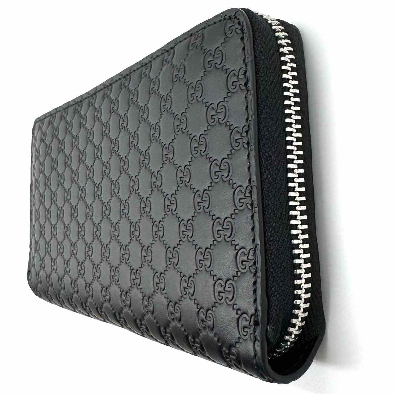 GUCCI Calfskin Guccissma Zip Around Wallet Black (Pre-Owned)