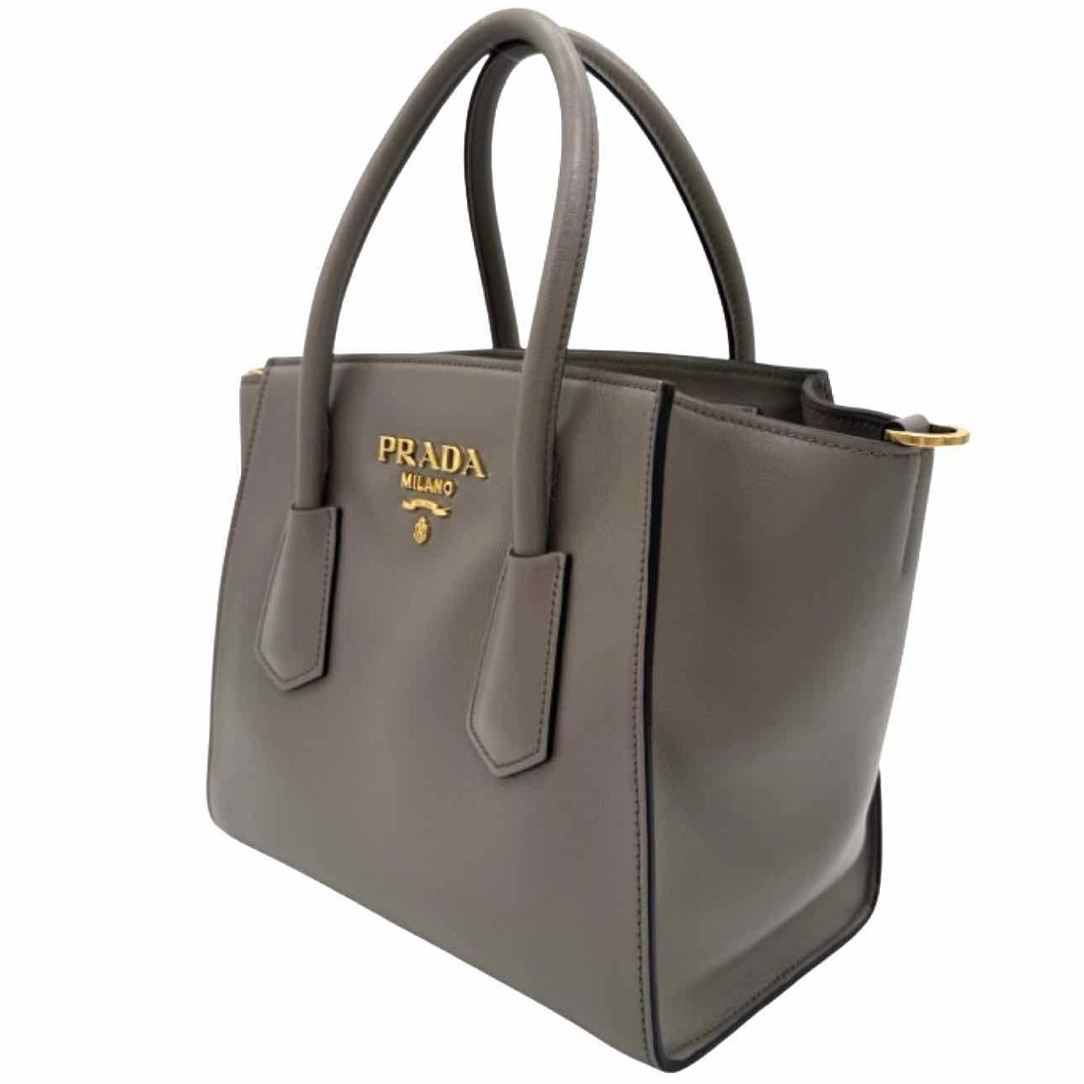 PRADA Saffiano Cuir Double Leather Tote Bag Argilla