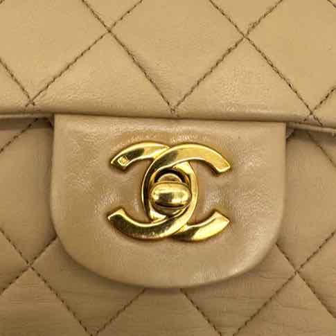 CHANEL Quilted Lambskin Medium Double Flap Beige (Pre-Owned)