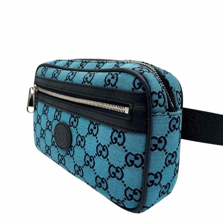 GUCCI Monogram Retro Interlocking G Belt Bag Blue (Pre-Owned)