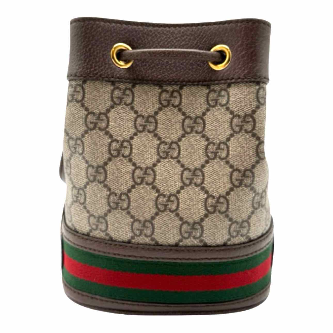 GUCCI Canvas GG Supreme Monogram Ophidia Mini Bucket Bag Brown