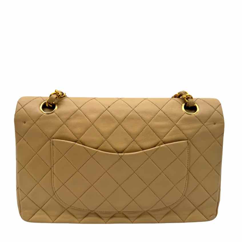 CHANEL Quilted Lambskin Medium Double Flap Beige (Pre-Owned)