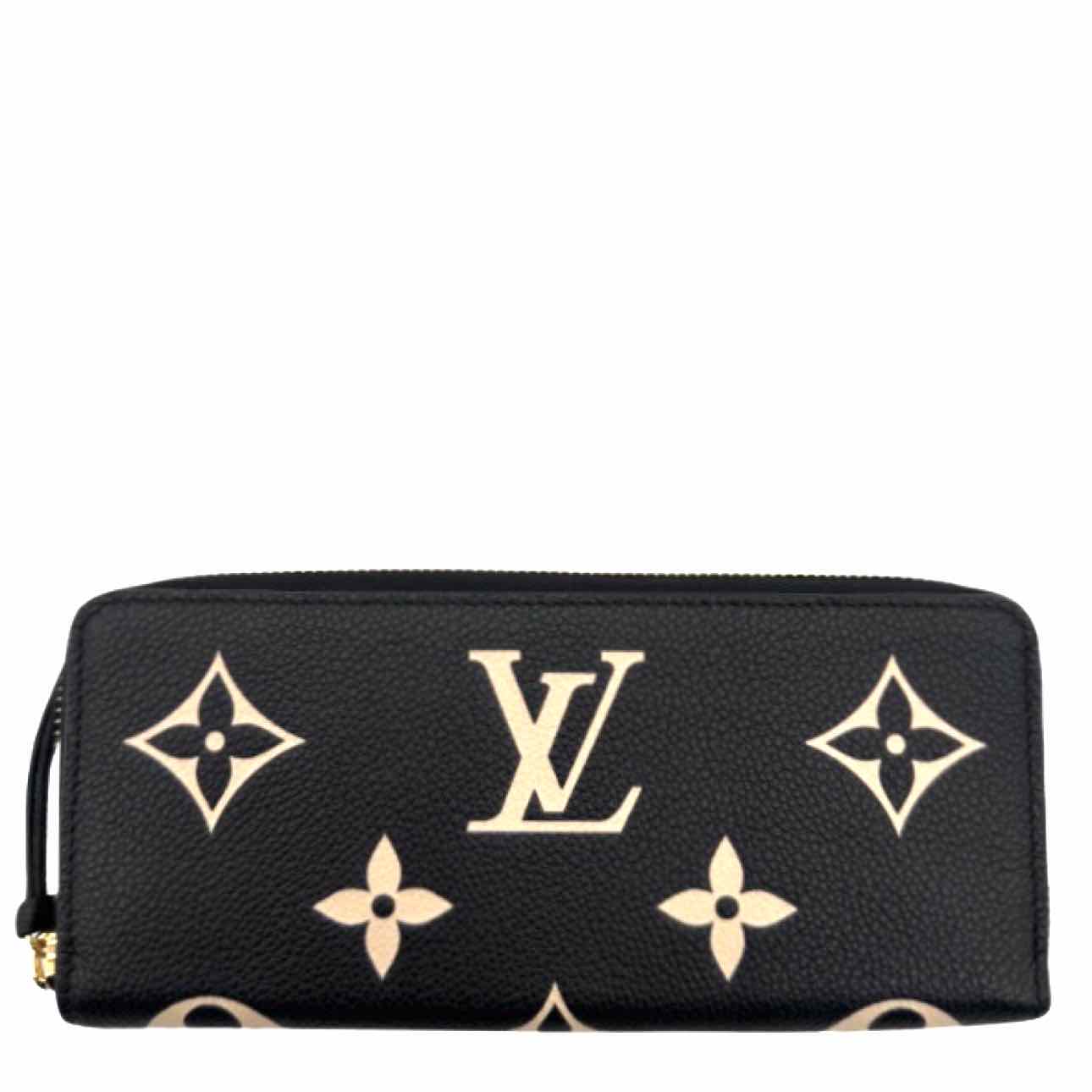 LOUIS VUITTON Bicolor Monogram Empreinte Leather Clemence Wallet Black