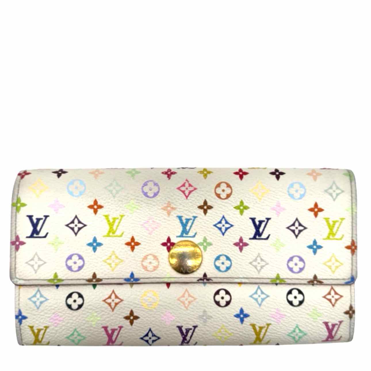 LOUIS VUITTON Monogram Multicolor Sarah Wallet White