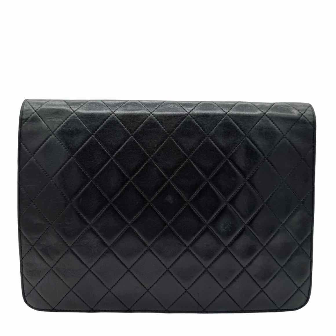 CHANEL Lambskin Push Lock Medium Half Flap Black (Pre-Owned)