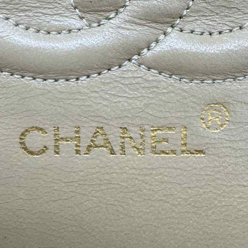 CHANEL Quilted Lambskin Medium Double Flap Beige (Pre-Owned)