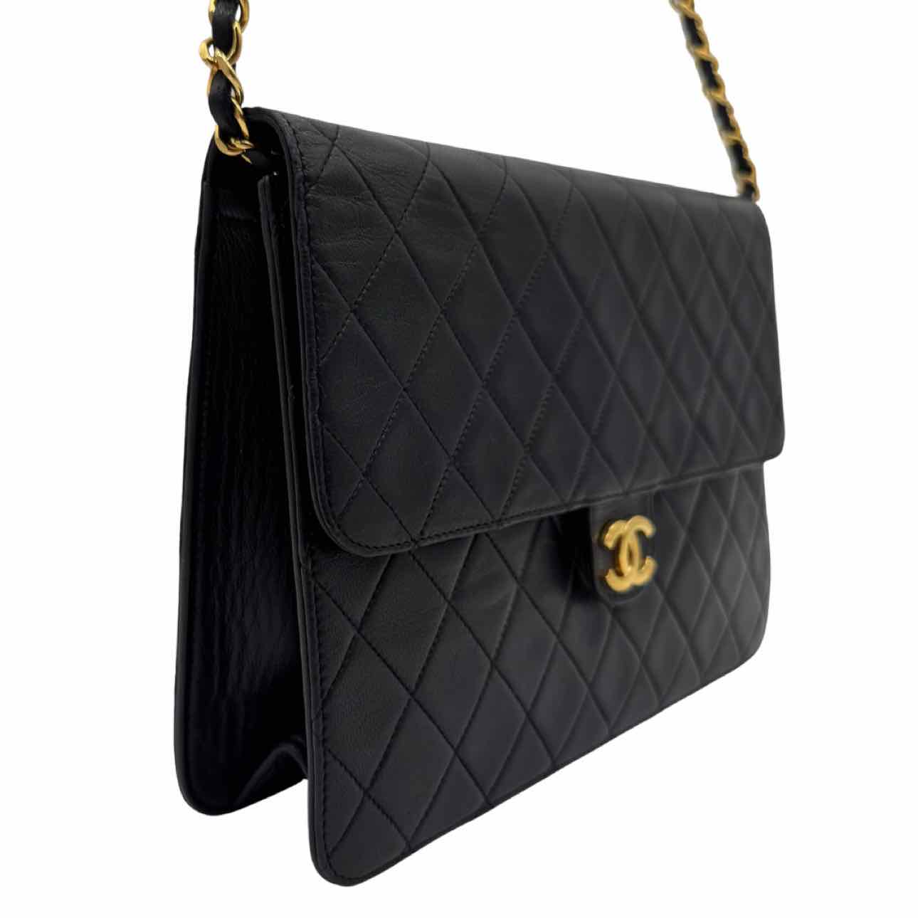 CHANEL Quilted Lambskin Push Lock Small Single Flap Back