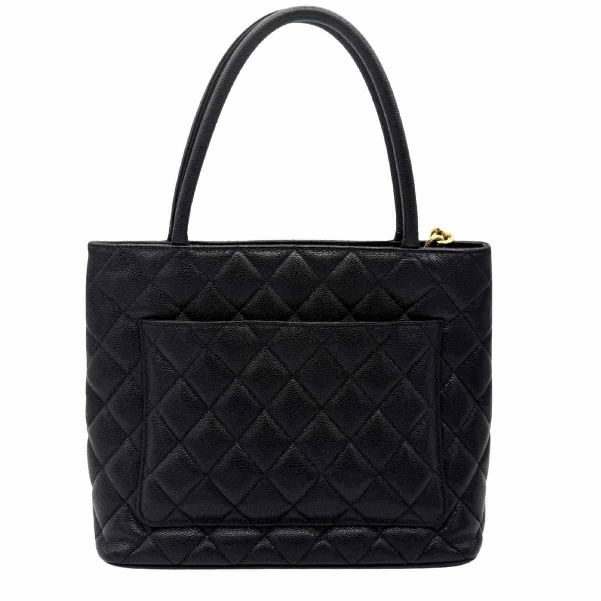 CHANEL Quilted Caviar Medallion Tote Black
