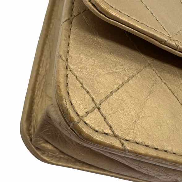 CHANEL Metallic Aged Ramskin Wallet On Chain Gold (Pre-Owned)