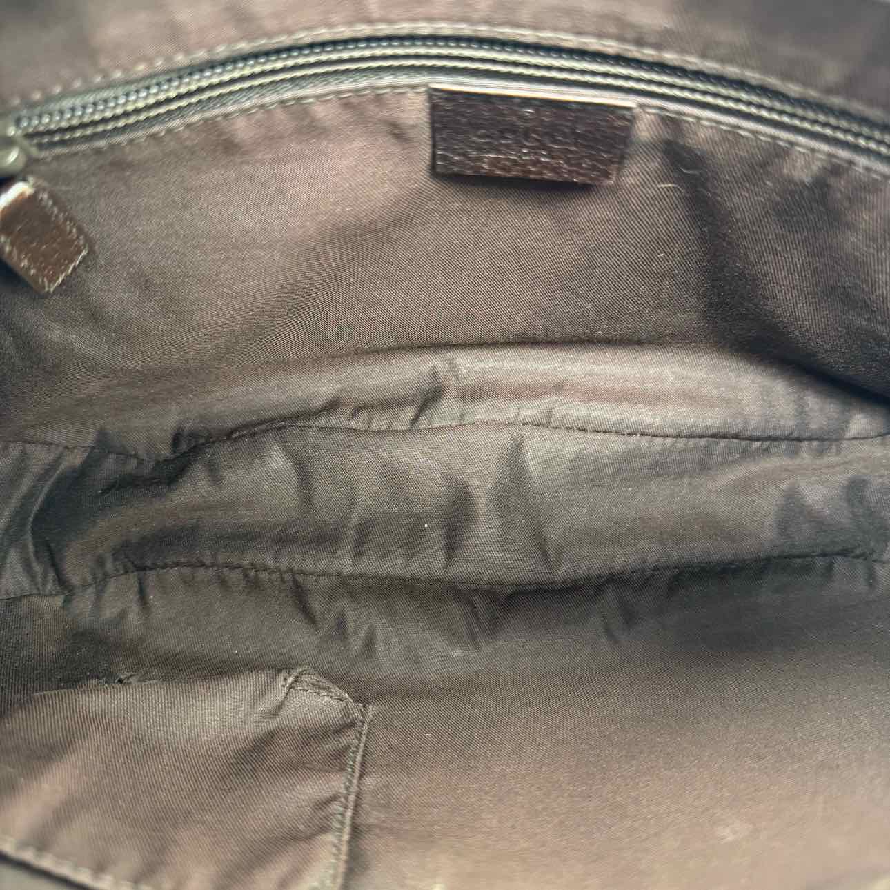 GUCCI Monogram Canvas Web Medium Half Moon Hobo (Pre-Owned)