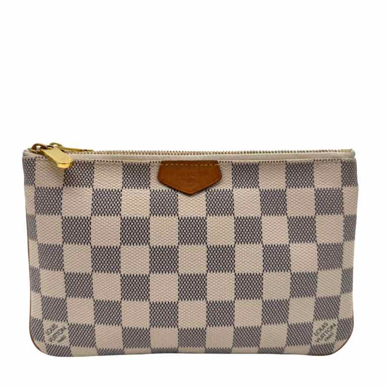 LOUIS VUITTON Damier Azur Double Zip Pouchette Crossbody (Preowned)