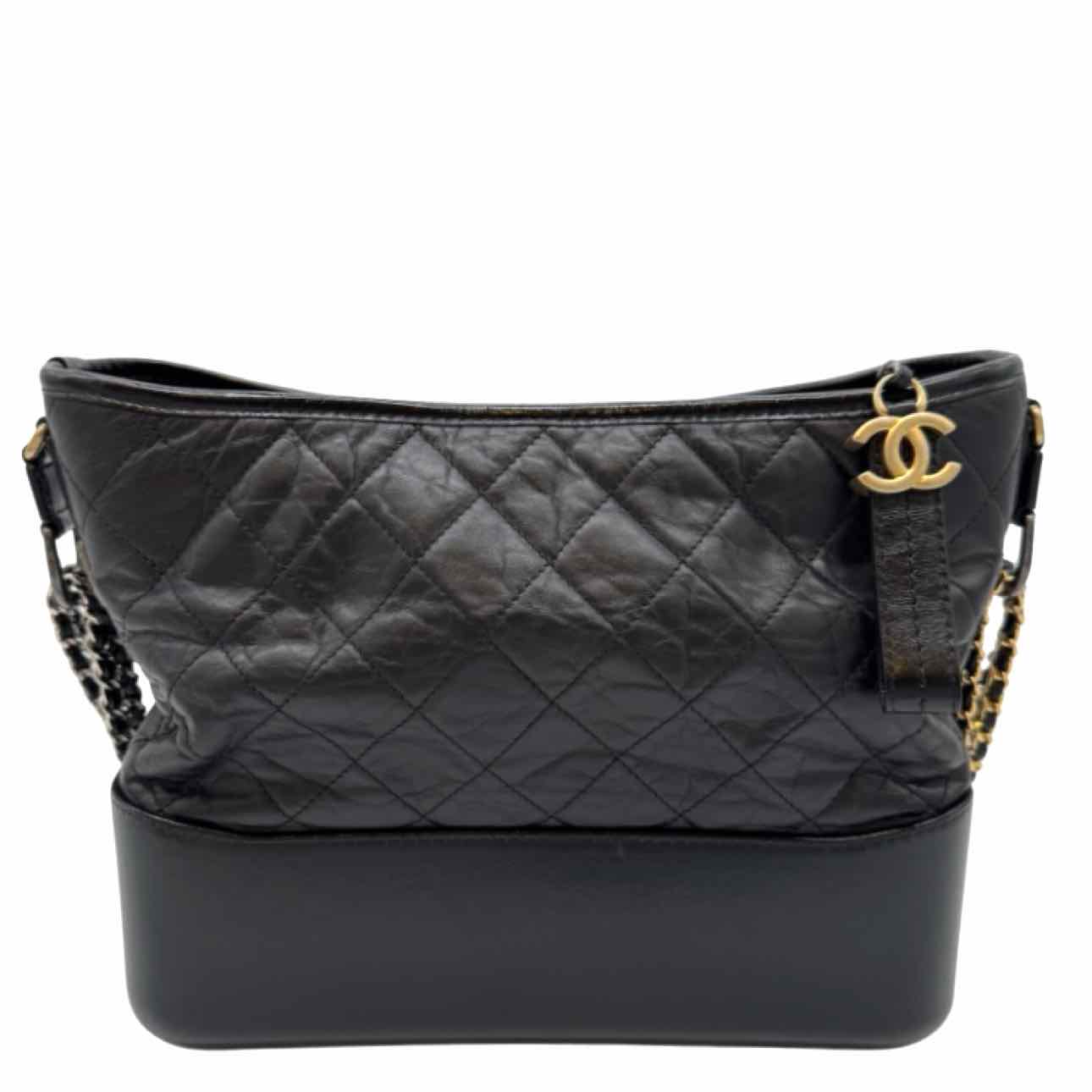 CHANEL Aged Calfskin Medium Gabrielle Hobo Bag Black