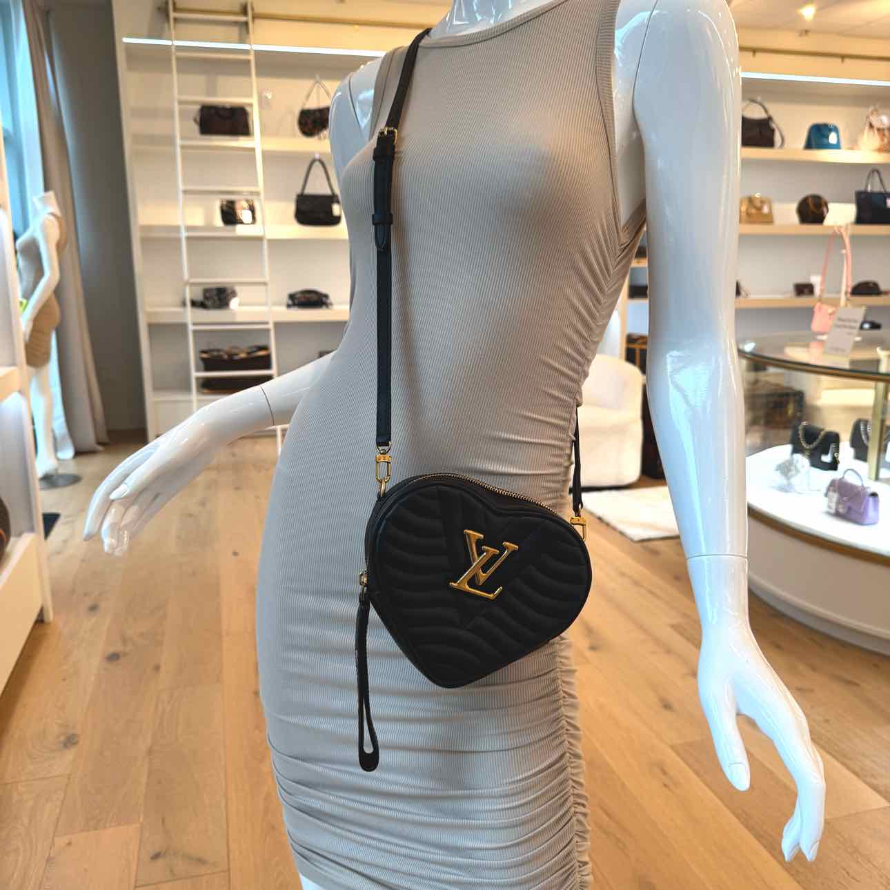 LOUIS VUITTON Calfskin New Wave Heart Crossbody Black