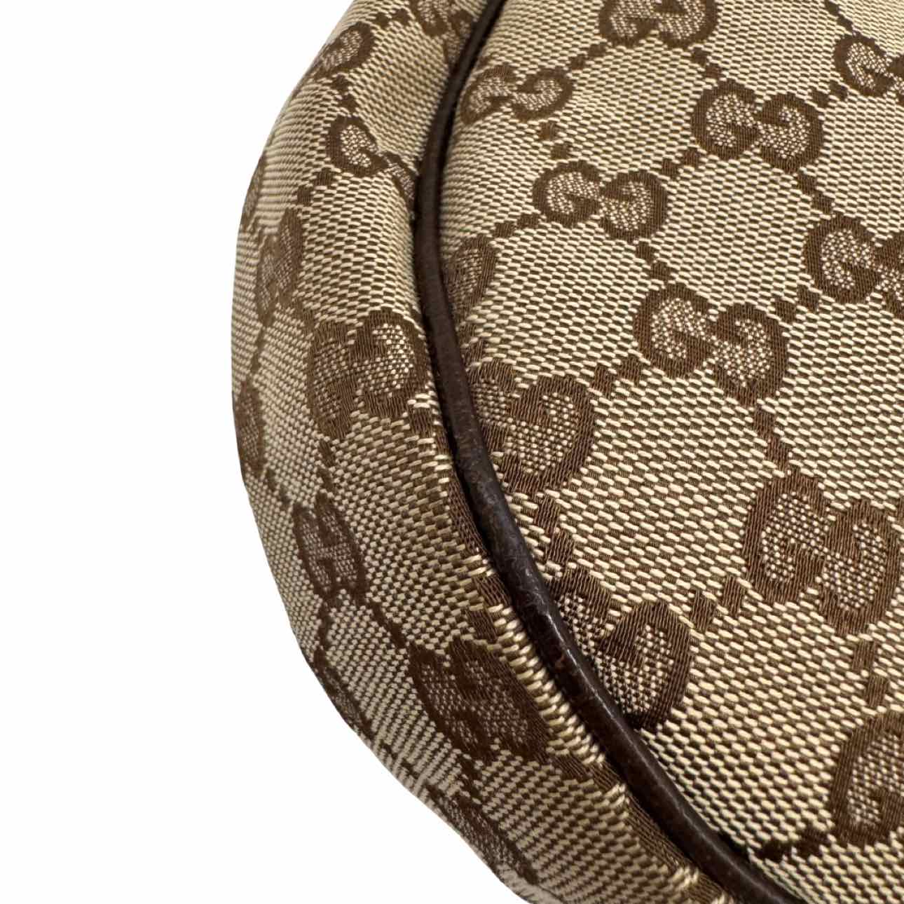 GUCCI Monogram Canvas Half Moon Messenger Bag Brown