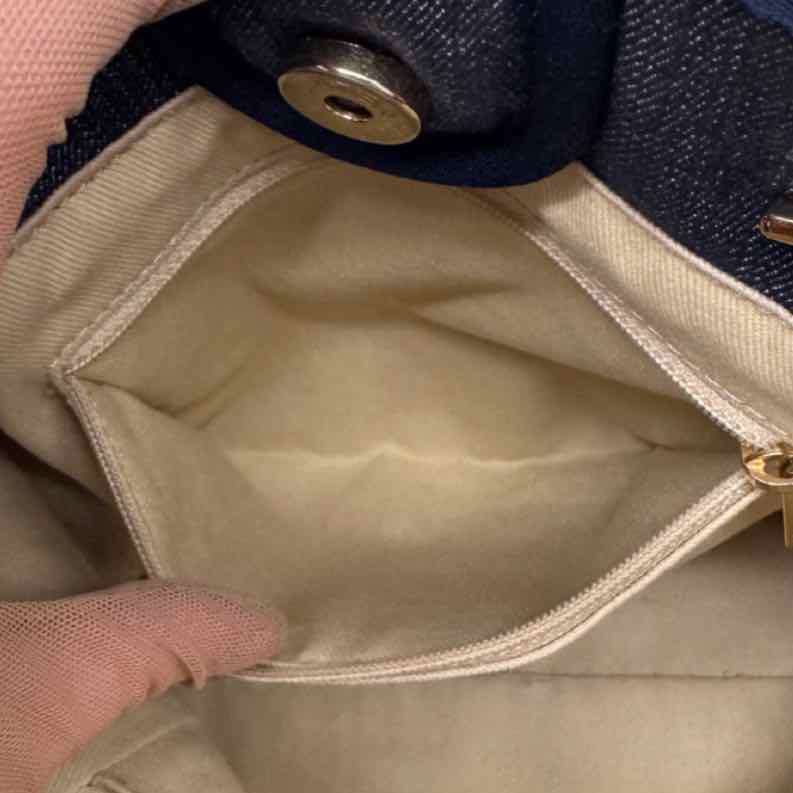 CHANEL Denim Leather Mini Deauville Tote Bag Blue