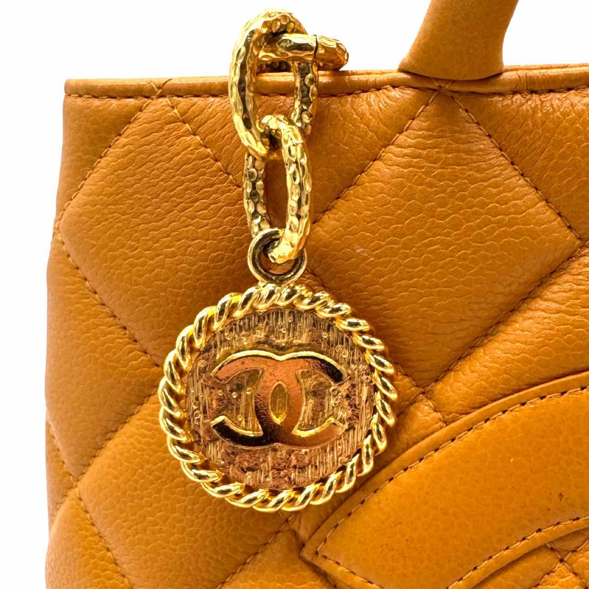 CHANEL Caviar Leather Medallion Tote Yellow