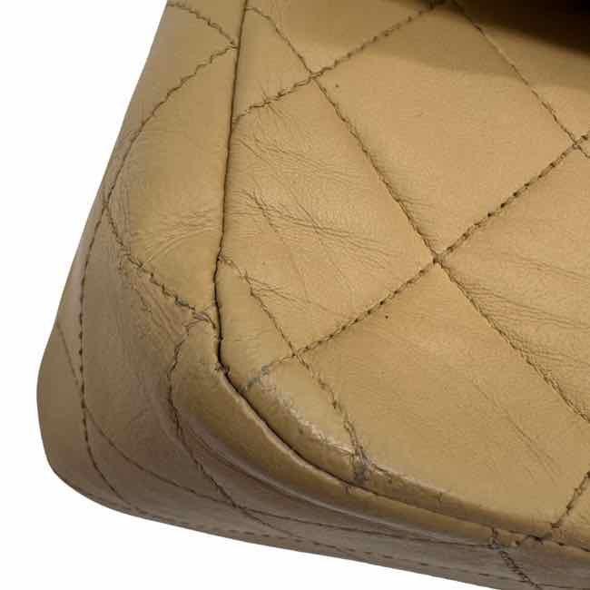 CHANEL Quilted Lambskin Medium Double Flap Beige (Pre-Owned)