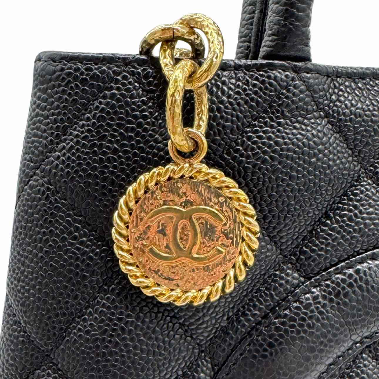 CHANEL Quilted Caviar Medallion Tote Black