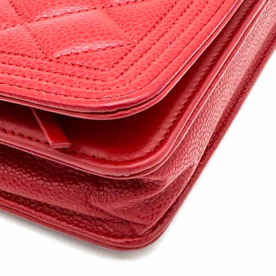 Chanel Caviar Boy Wallet on Chain Red