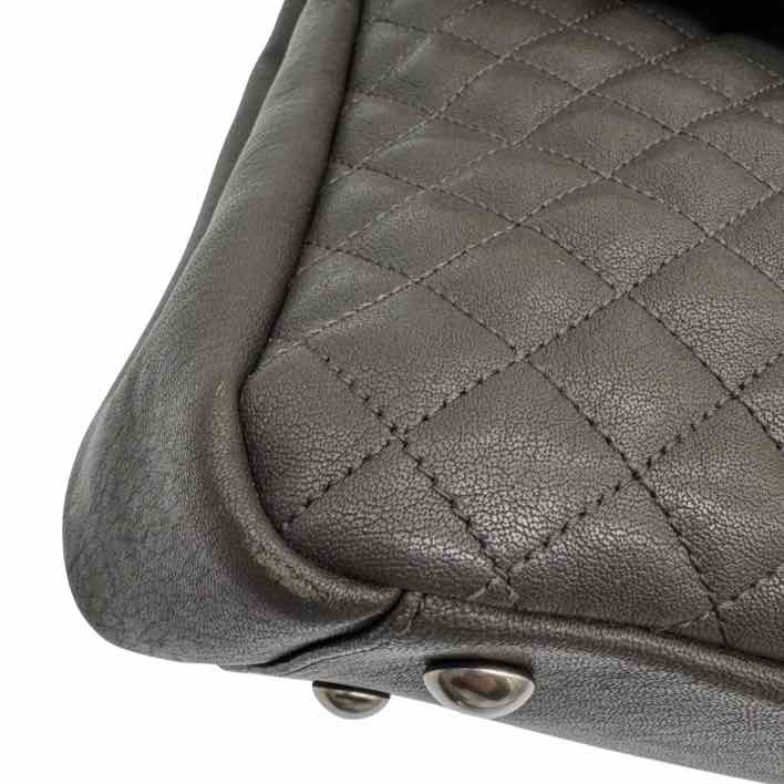 SAINT LAURENT Sheepskin Tri-Quilt Large College Bag Asphalt (Pre-Owned)