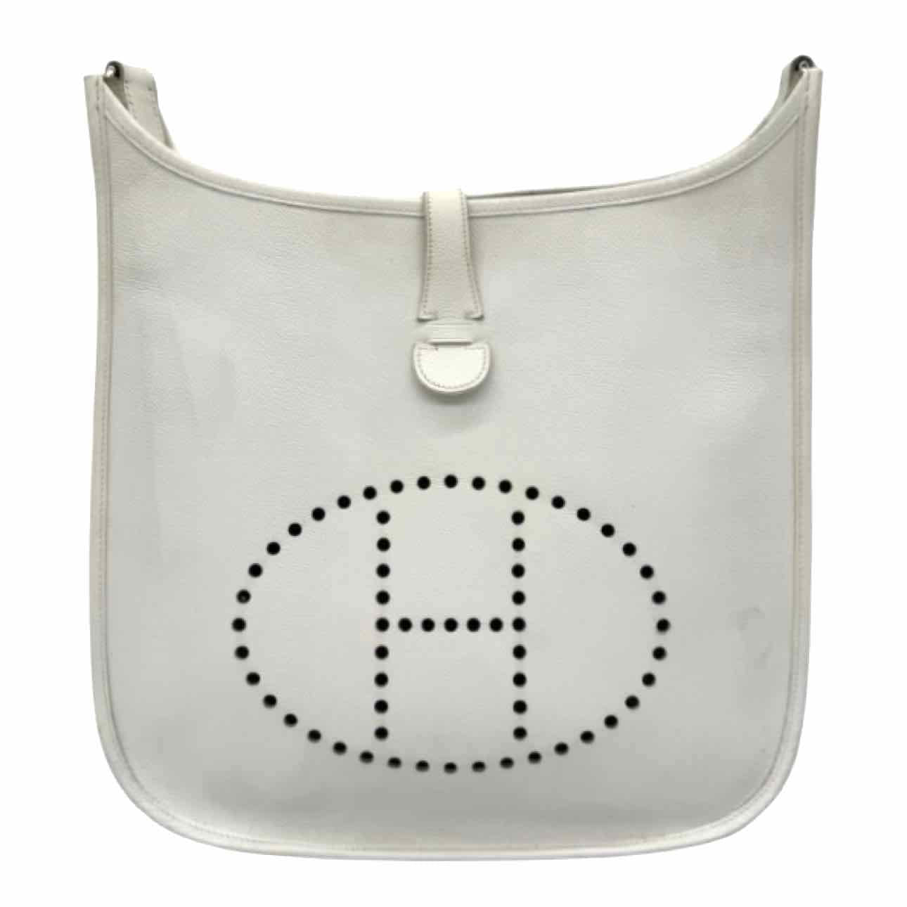 HERMES Epsom Leather Evelyne 33 White Crossbody