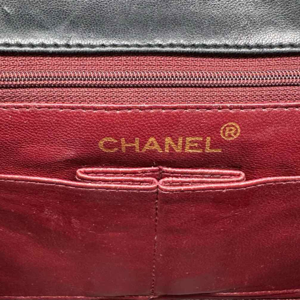 CHANEL Lambskin Quilted Twist Lock Mini Classic Half Flap Black