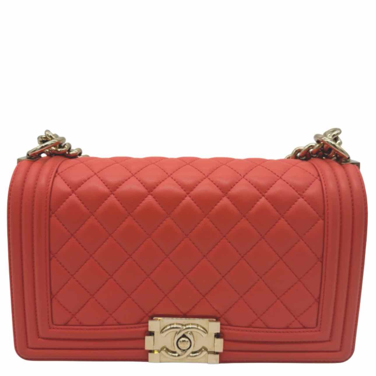 CHANEL Quilted Calfskin Medium Boy Bag Coral