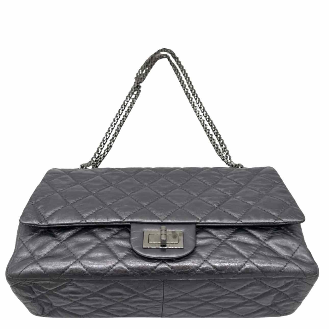 Chanel Metallic Aged Calfskin Quilted 2.55 Reissue 227 Double Flap Silver